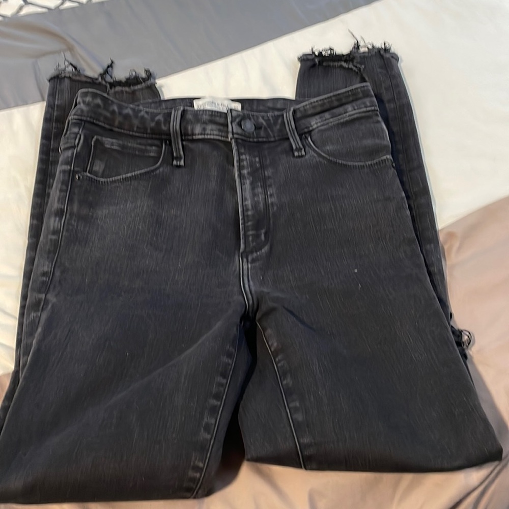 Abercrombie and Fitch high-rise super skinny ankle black jeans, size 4